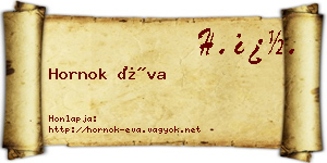 Hornok Éva névjegykártya